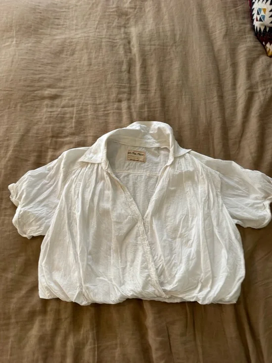 We the Free Lightweight White Wrap-Front Women's Top - Picture 1 of 2